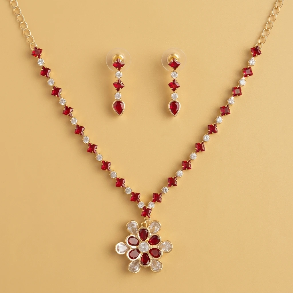 Niveditha Crimson Royale Necklace Set image 2