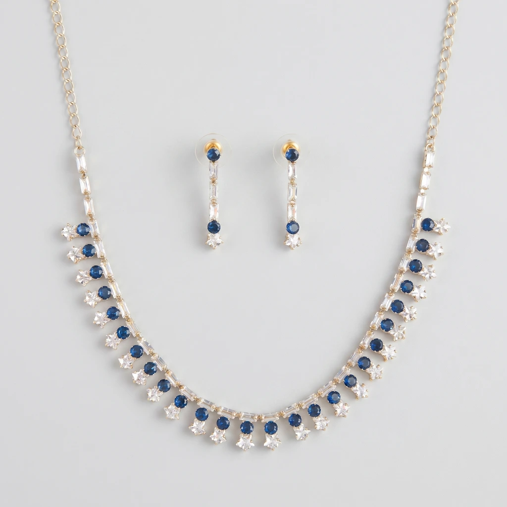Kalyani Starry Azure Suite Necklace & Earring Set image 2