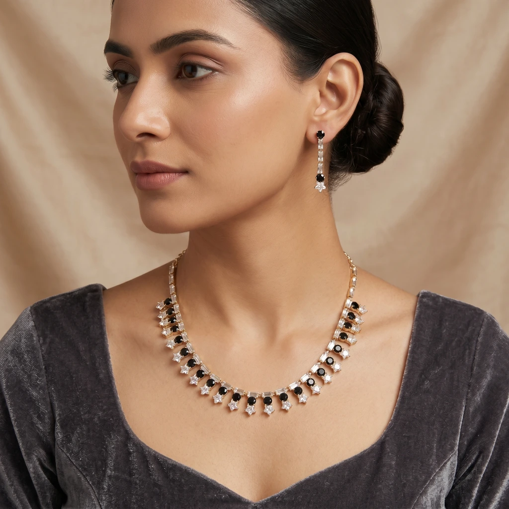 Anjana Starry Midnight Suite Necklace & Earring Set  image 2