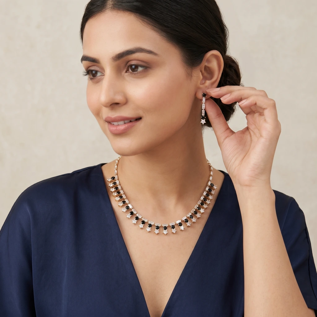 Anjana Starry Midnight Suite Necklace & Earring Set  image 3