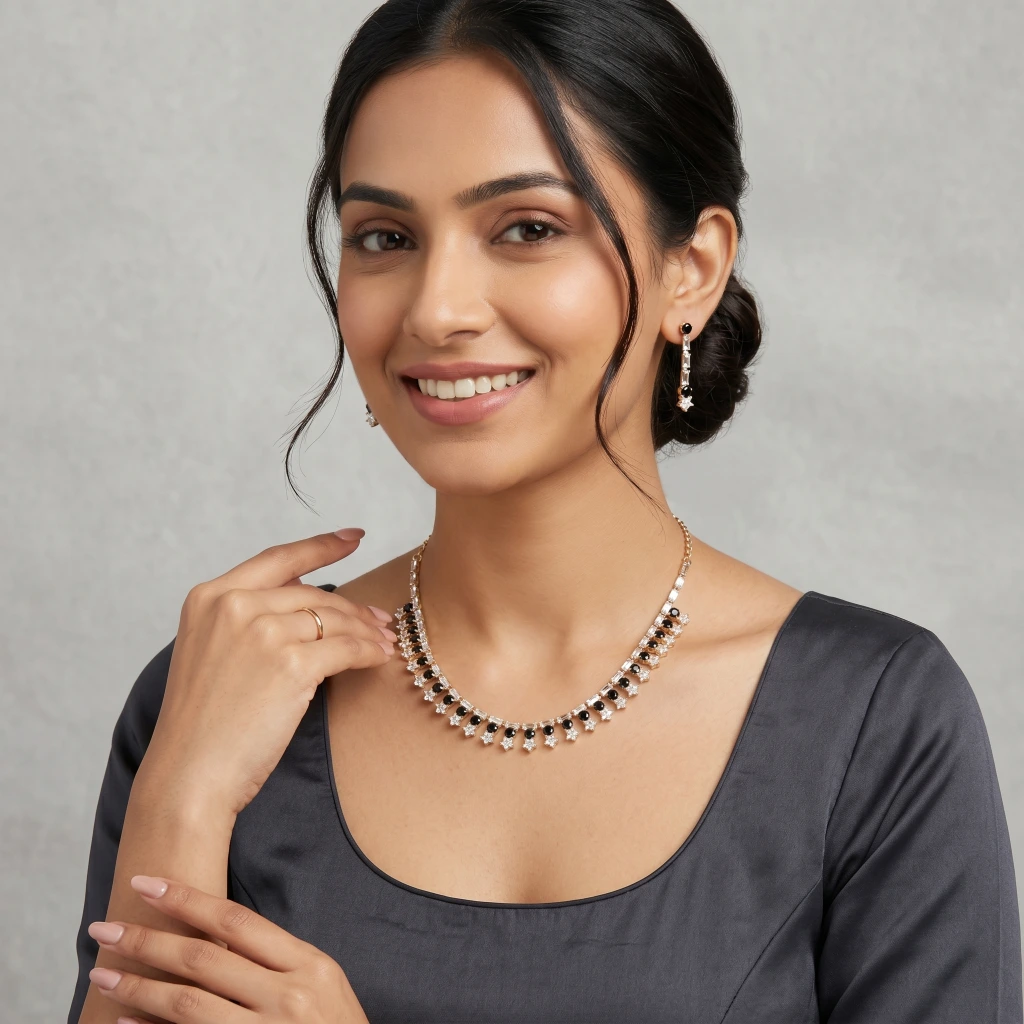 Anjana Starry Midnight Suite Necklace & Earring Set  image 4