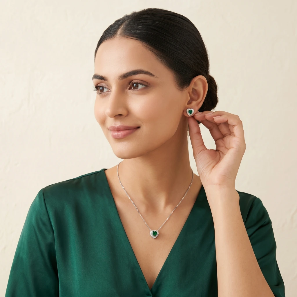 Amira Verdant Heart Suite Necklace & Earring Set image 2
