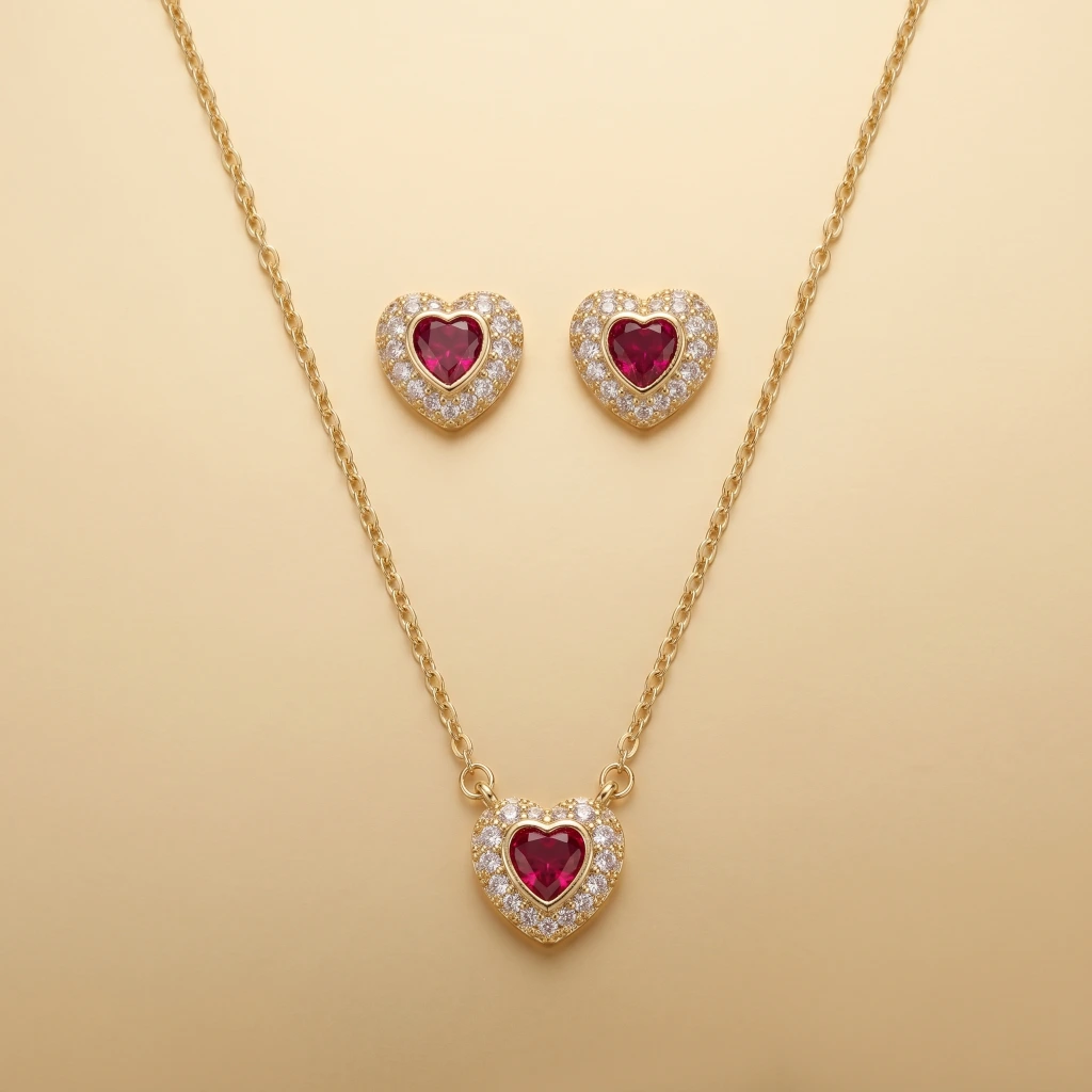 Amira Heart Royale Necklace & Earring Set image 2