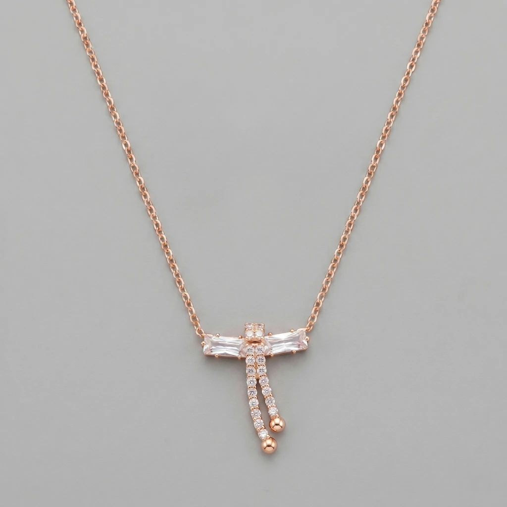 Celeste Baguette Drop Pendant Necklace image 2