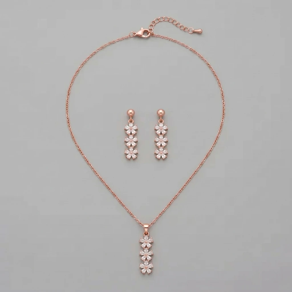 Aura Rose Blossom Suite Necklace & Earring Set image 2