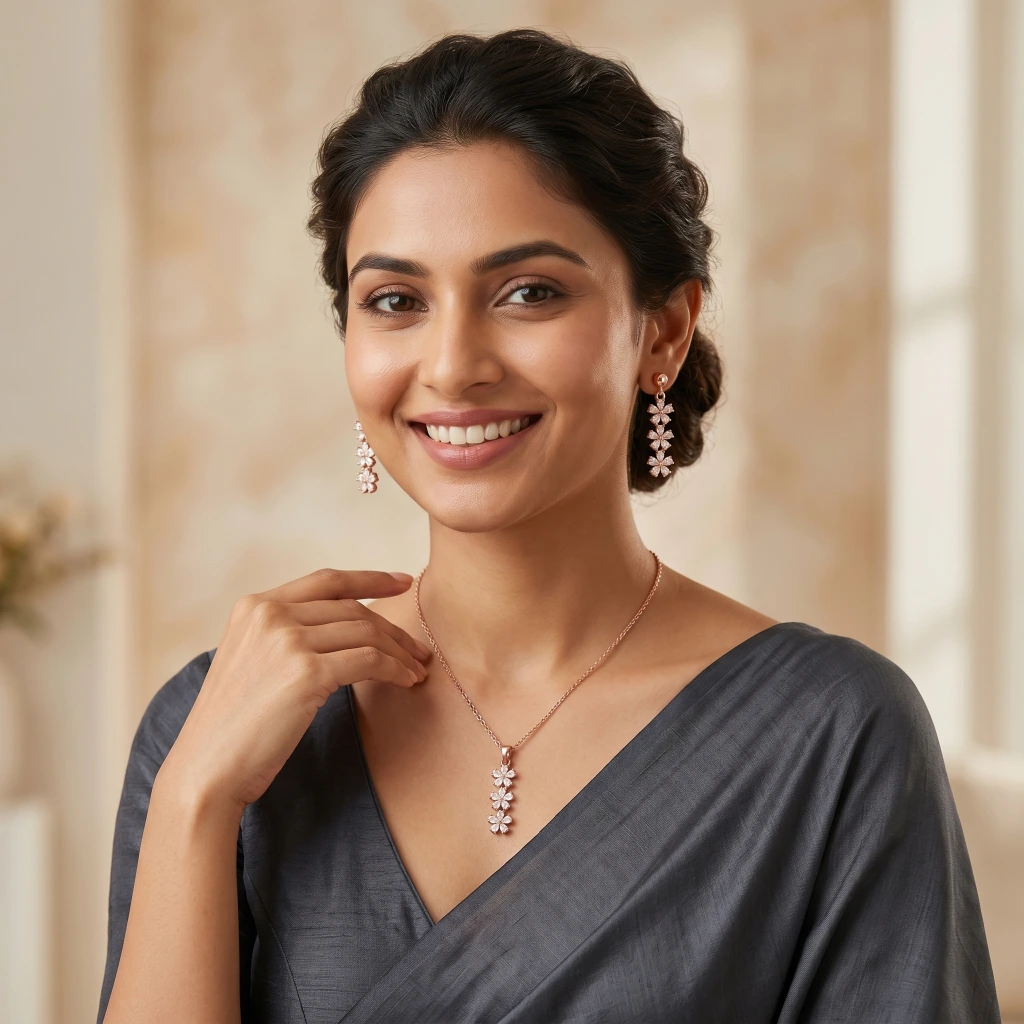 Aura Rose Blossom Suite Necklace & Earring Set image 4