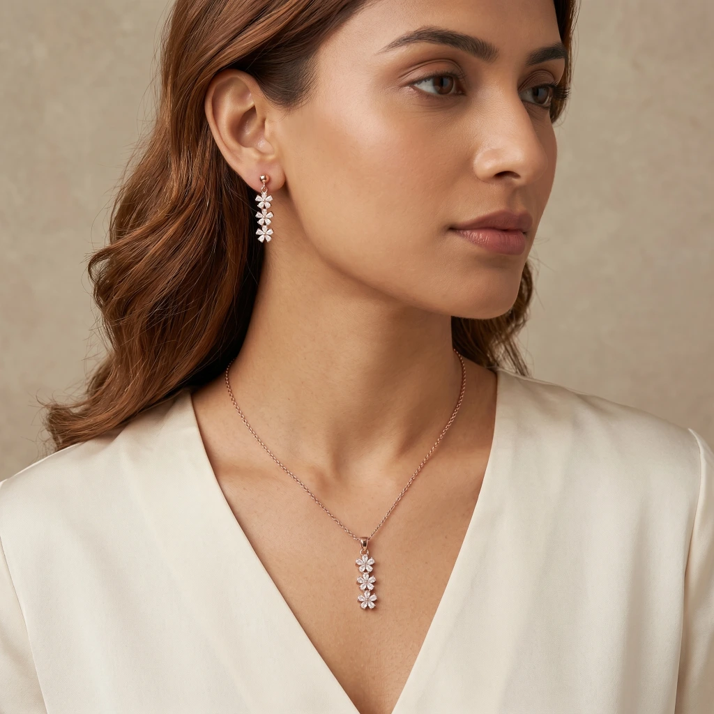 Aura Rose Blossom Suite Necklace & Earring Set image 3