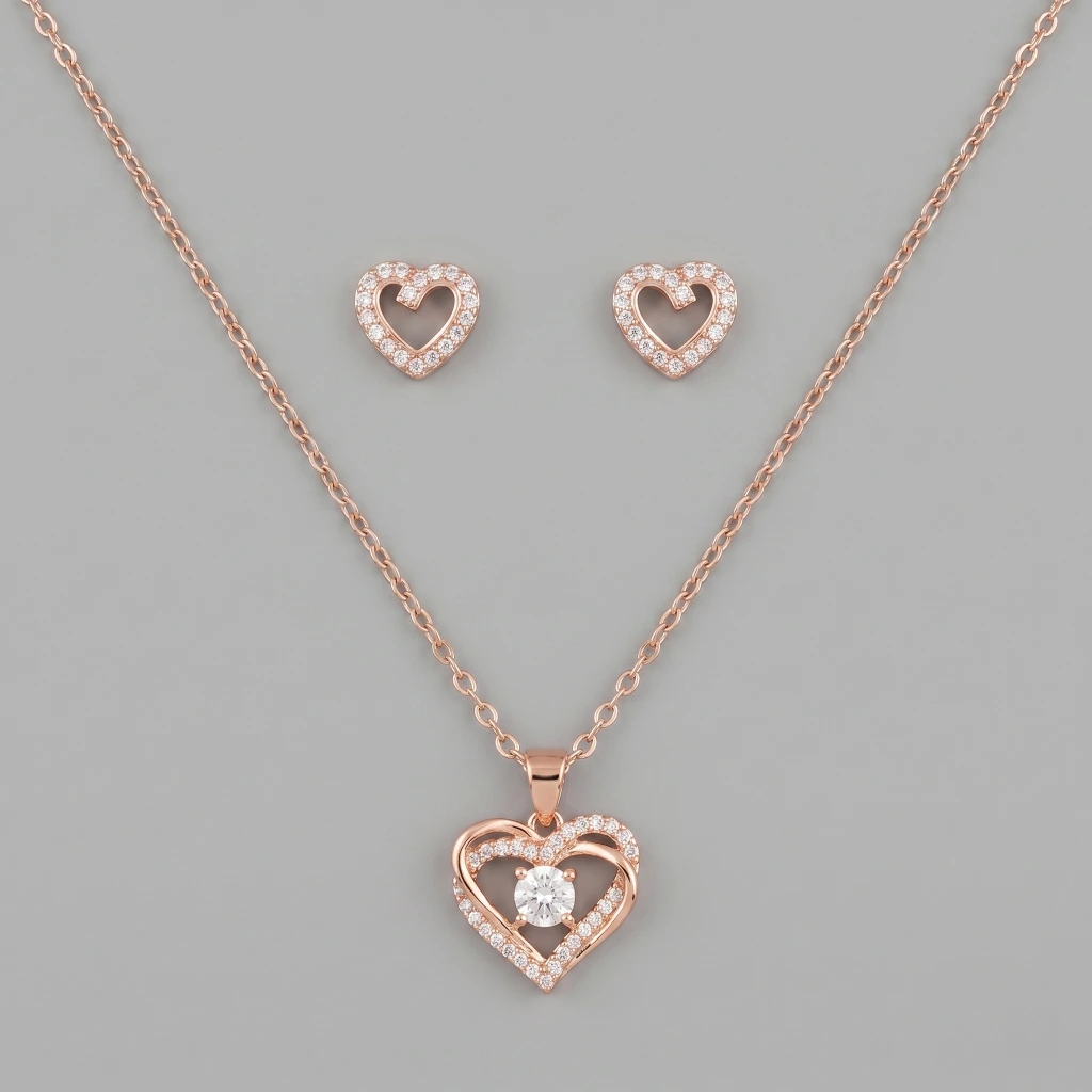 Amira Rose Heart Suite Necklace & Earring Set