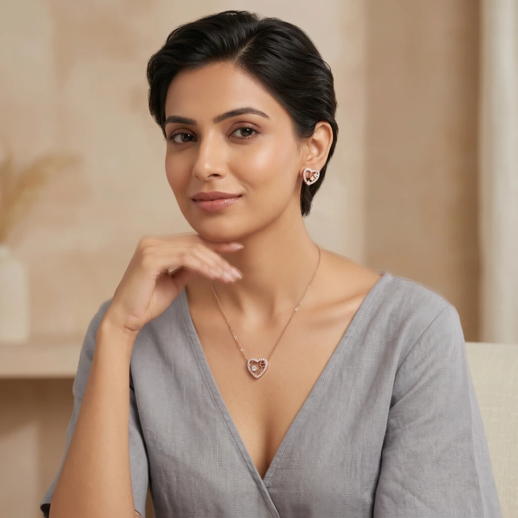 Aura Scripted Rose Love Suite Necklace & Earring Set  image 3
