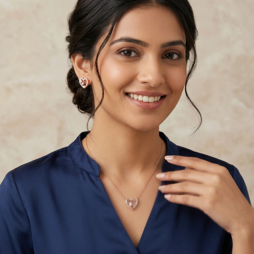 Aura Scripted Rose Love Suite Necklace & Earring Set  image 2