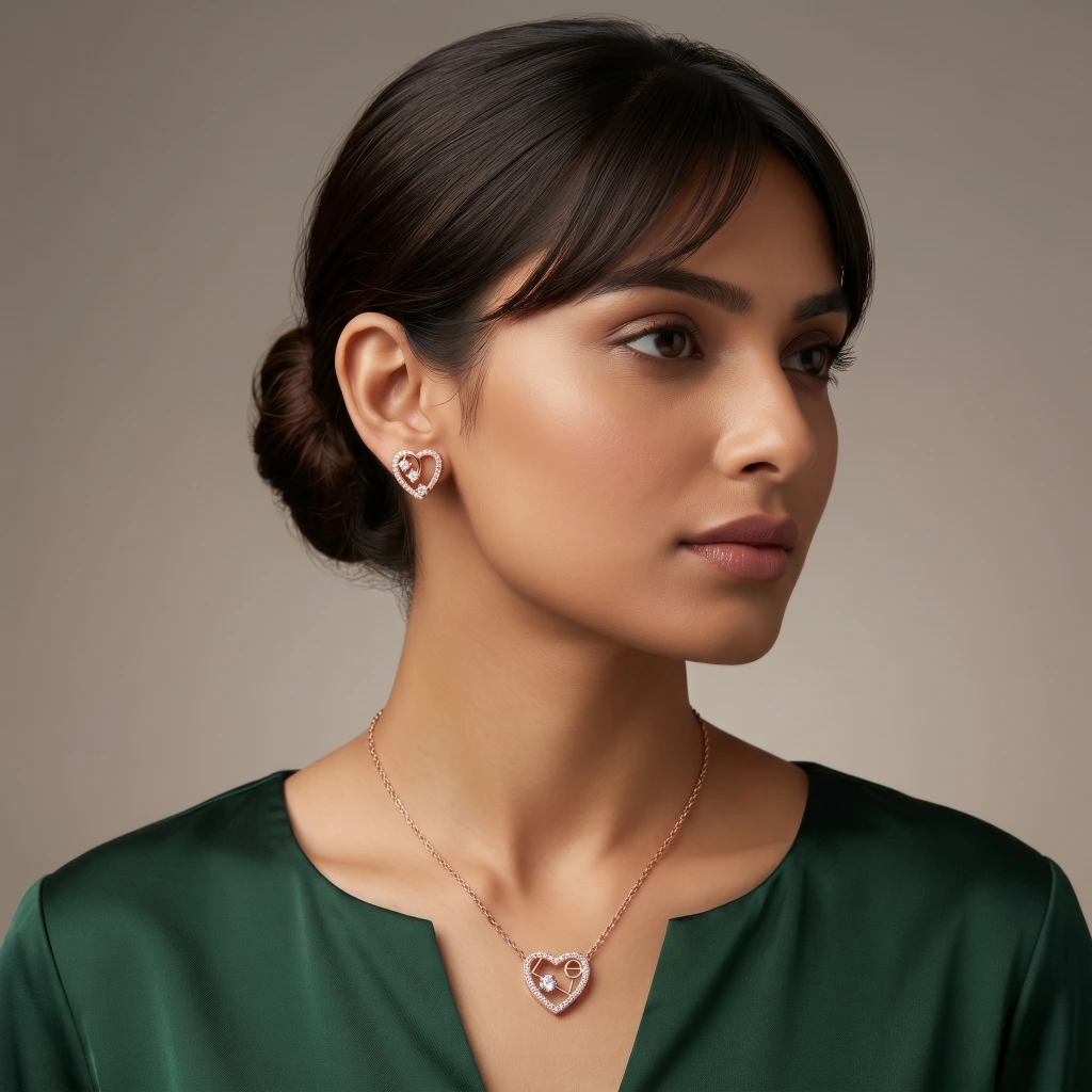 Aura Scripted Rose Love Suite Necklace & Earring Set  image 4