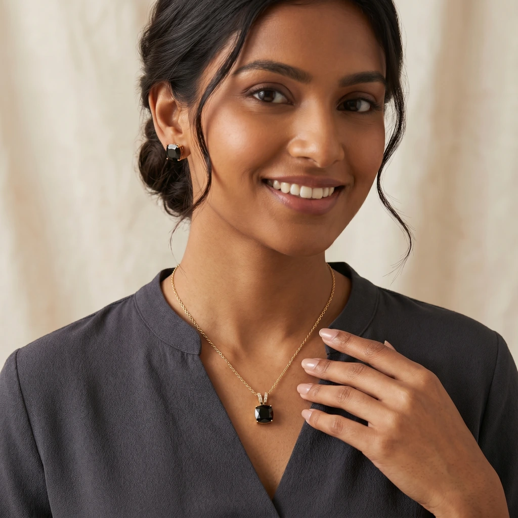 Saanvi Midnight Royale Necklace & Earring Set image 4