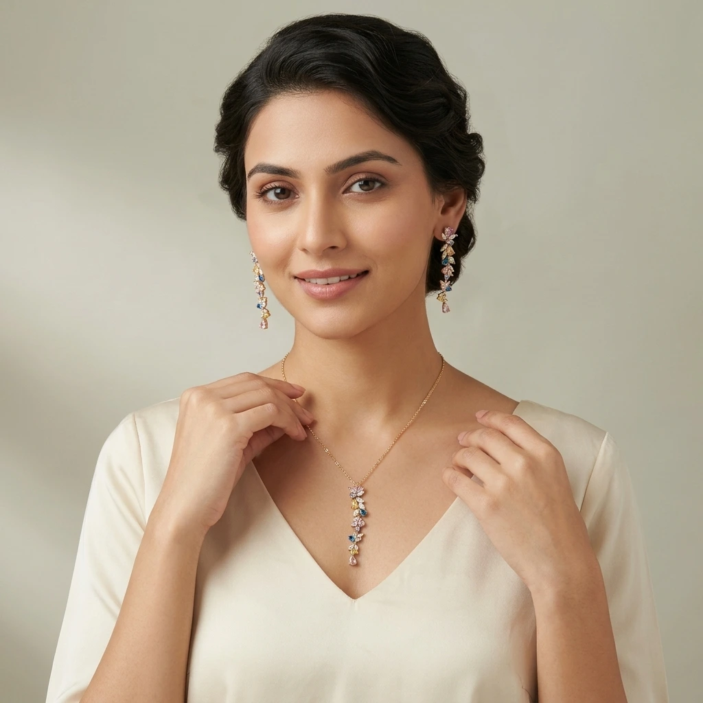 Alina Multi-Color Bloom Suite Jewelry Set image 4