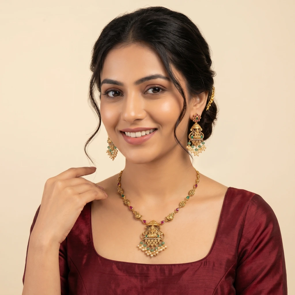 The Padmashri Temple Necklace Set image 3