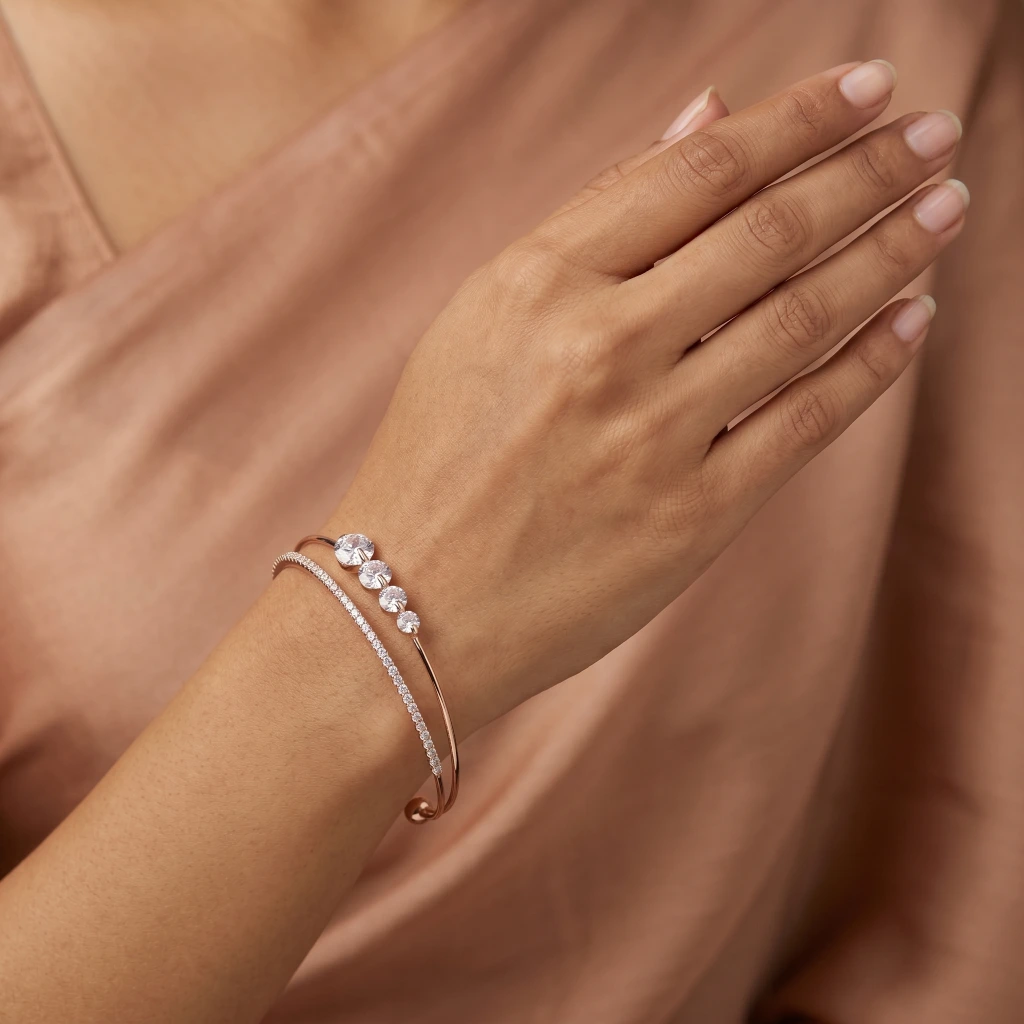 Rose Gold Double Layer Crystal Cuff image 2