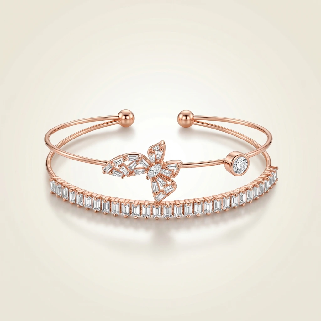 Rose Gold Butterfly Cuff Bangle