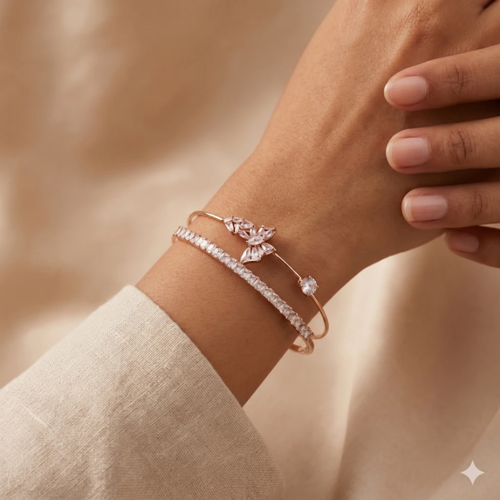 Rose Gold Butterfly Cuff Bangle image 2