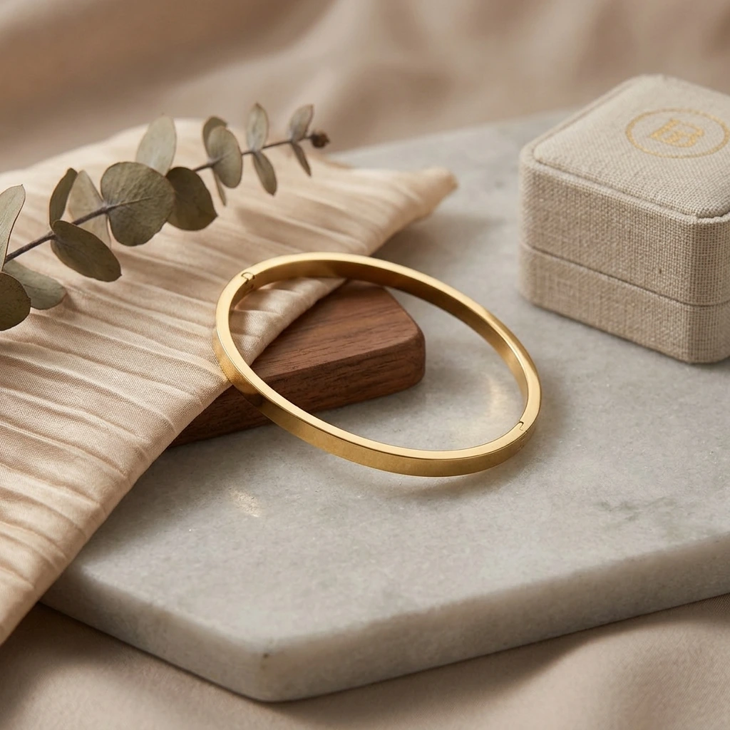 Sleek Modern Gold Minimalist Kada Bangle image 3