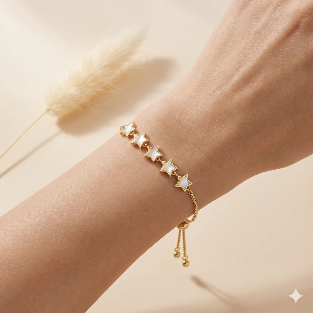 Tara Gold White Star Slider Bracelet image 1