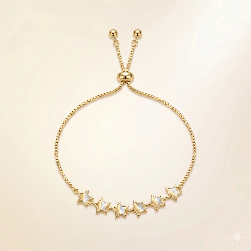 Tara Gold White Star Slider Bracelet image 2