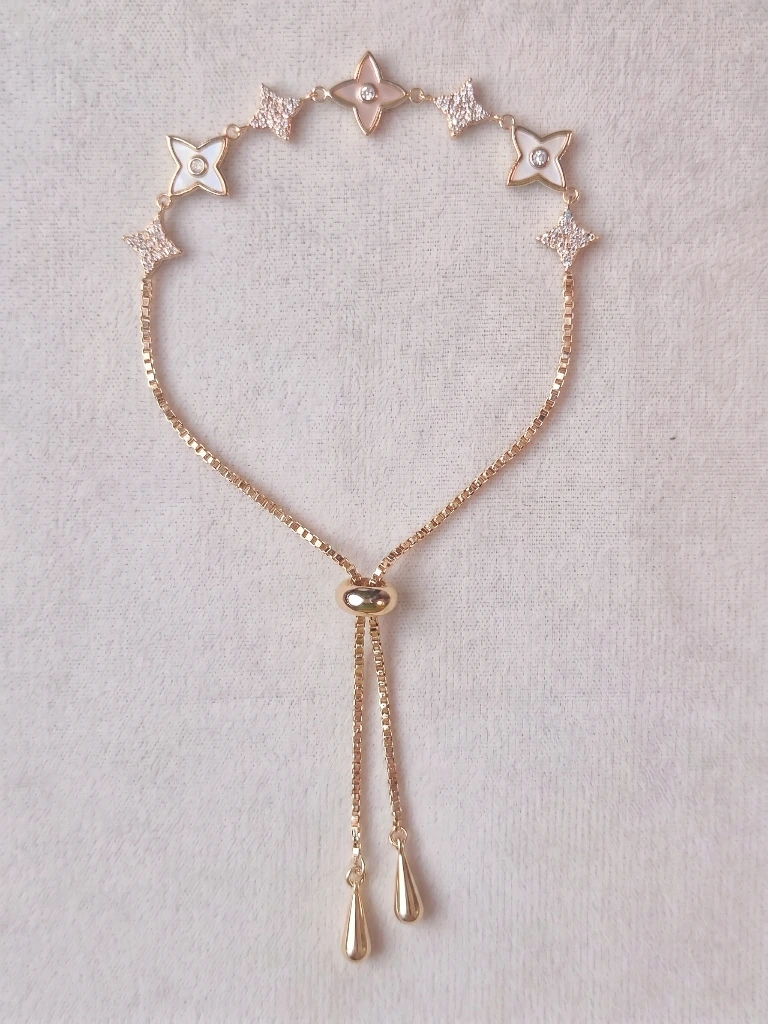 Ziya Gold Clover Stone Slider Bracelet image 2
