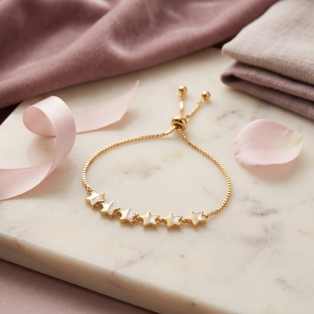 Tara Gold White Star Slider Bracelet image 3