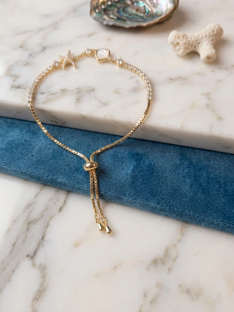 Jaladhi Rose Gold Starfish Slider Bracelet image 2