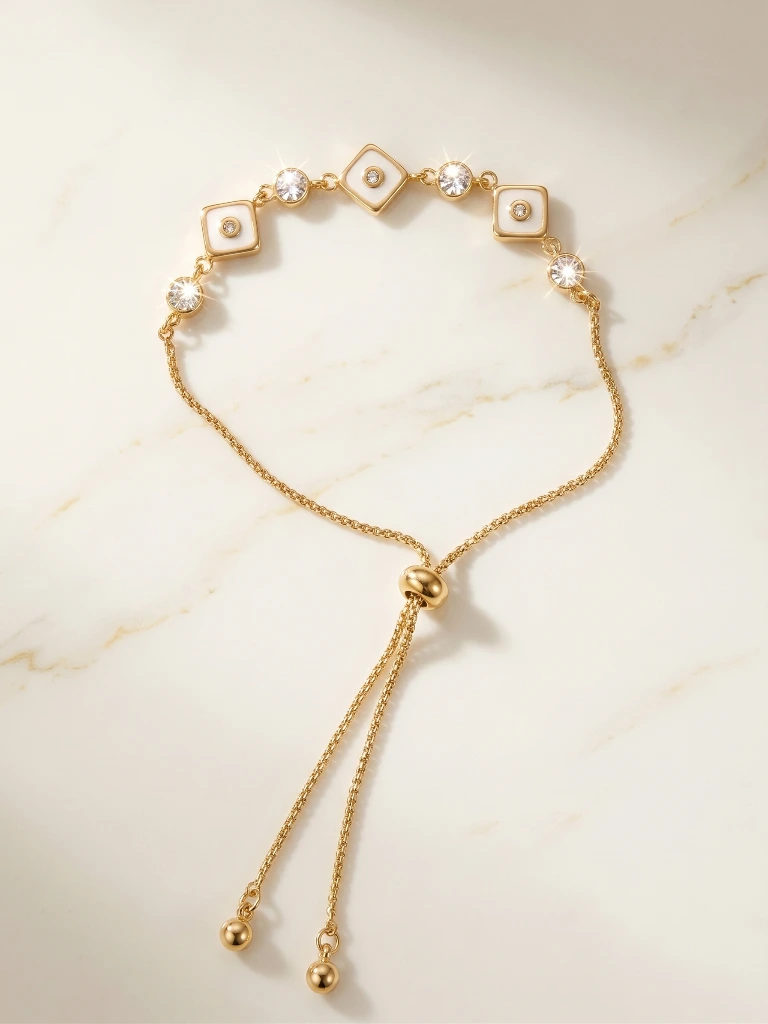 Navya Gold White Stone Slider Bracelet image 2