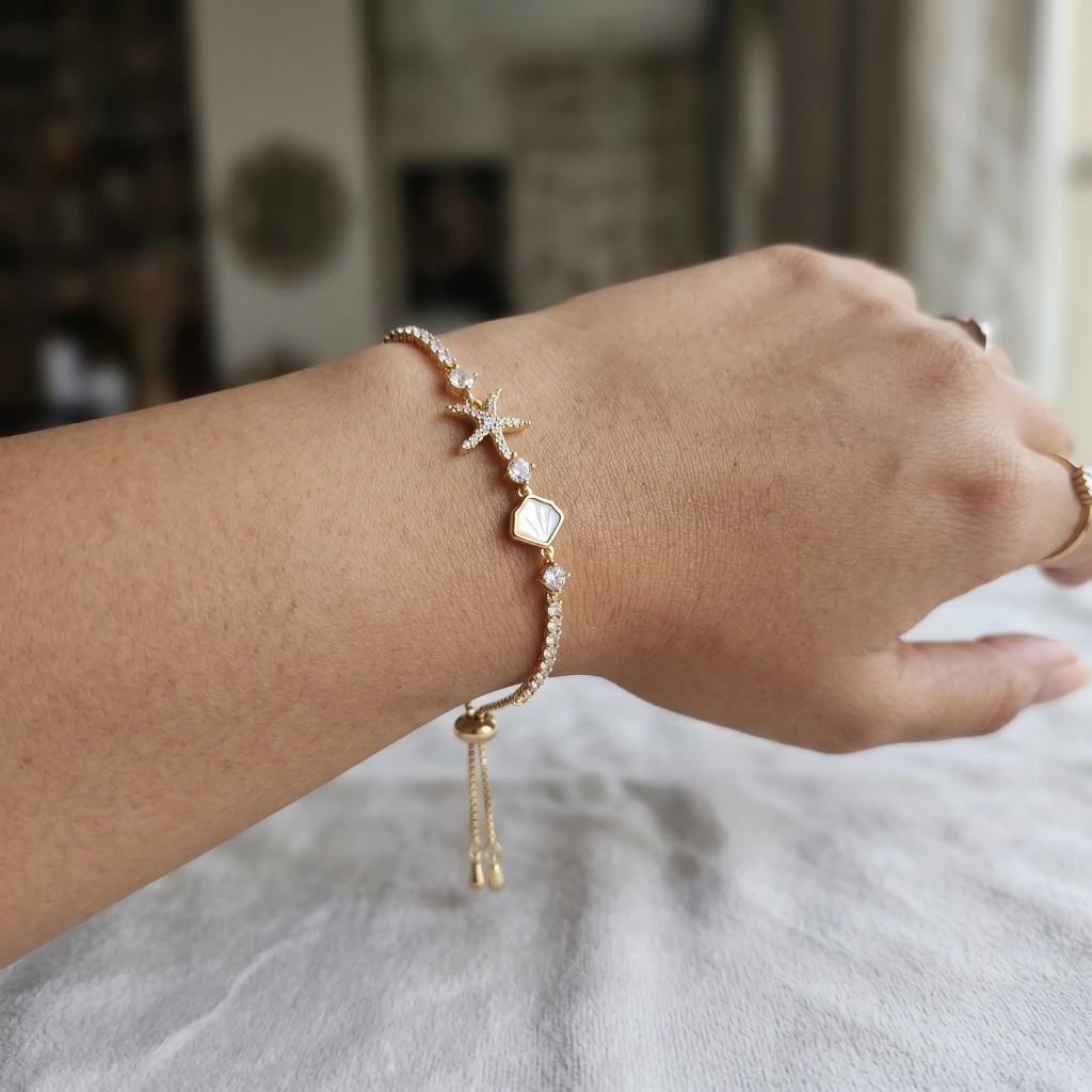 Jaladhi Rose Gold Starfish Slider Bracelet
