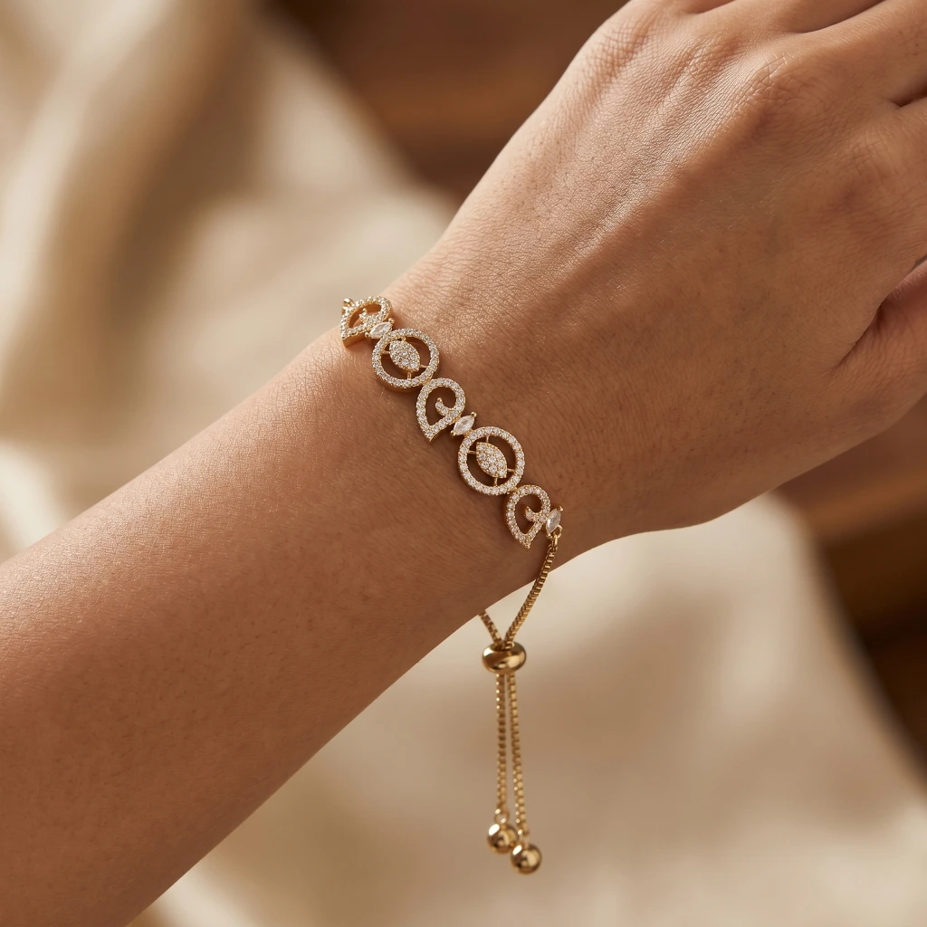 Isha Dull Gold Crystal Designer Bracelet image 2
