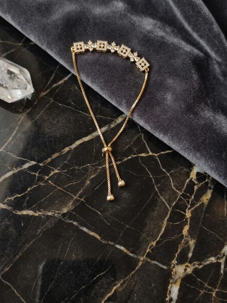 Avni Gold Crystal Geometric Slider Bracelet image 3