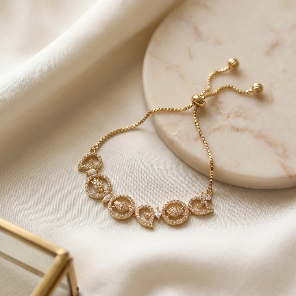 Isha Dull Gold Crystal Designer Bracelet image 3