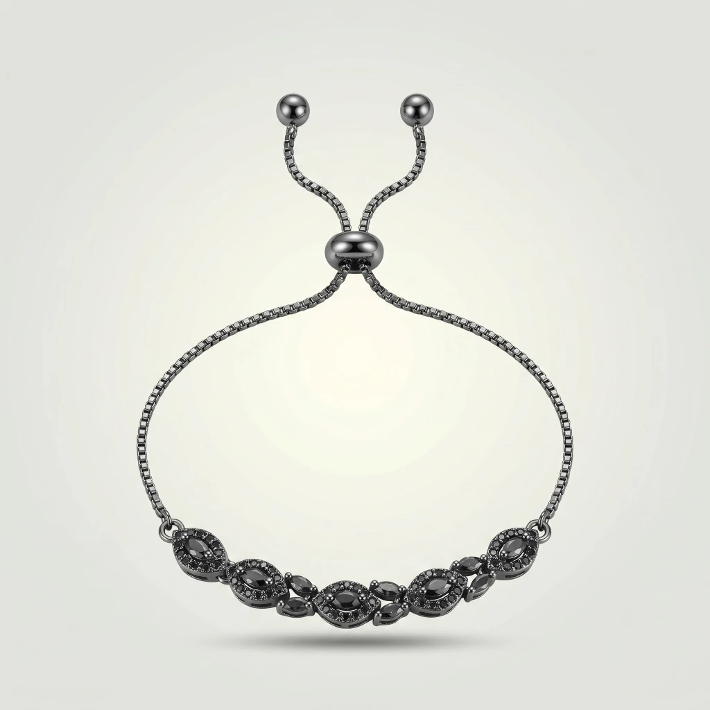 Inaya Black Marquise Stone Slider Bracelet