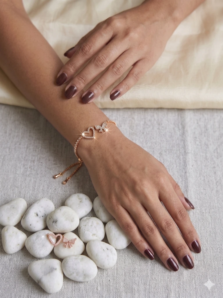 Riya Rose Gold Crystal Slider Bracelet image 4