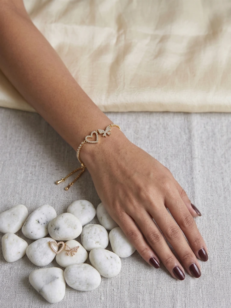Sia Gold Heart Charm Tennis Bracelet image 3