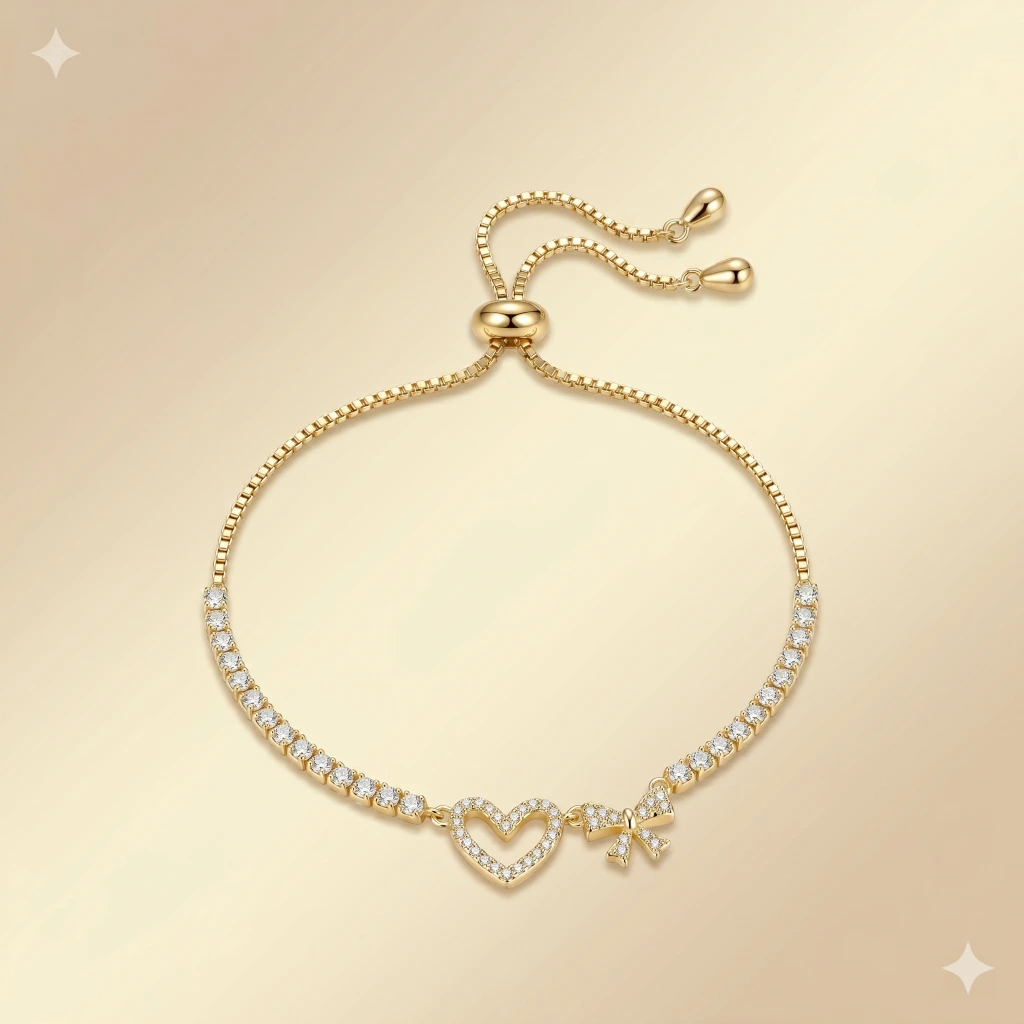 Sia Gold Heart Charm Tennis Bracelet image 1