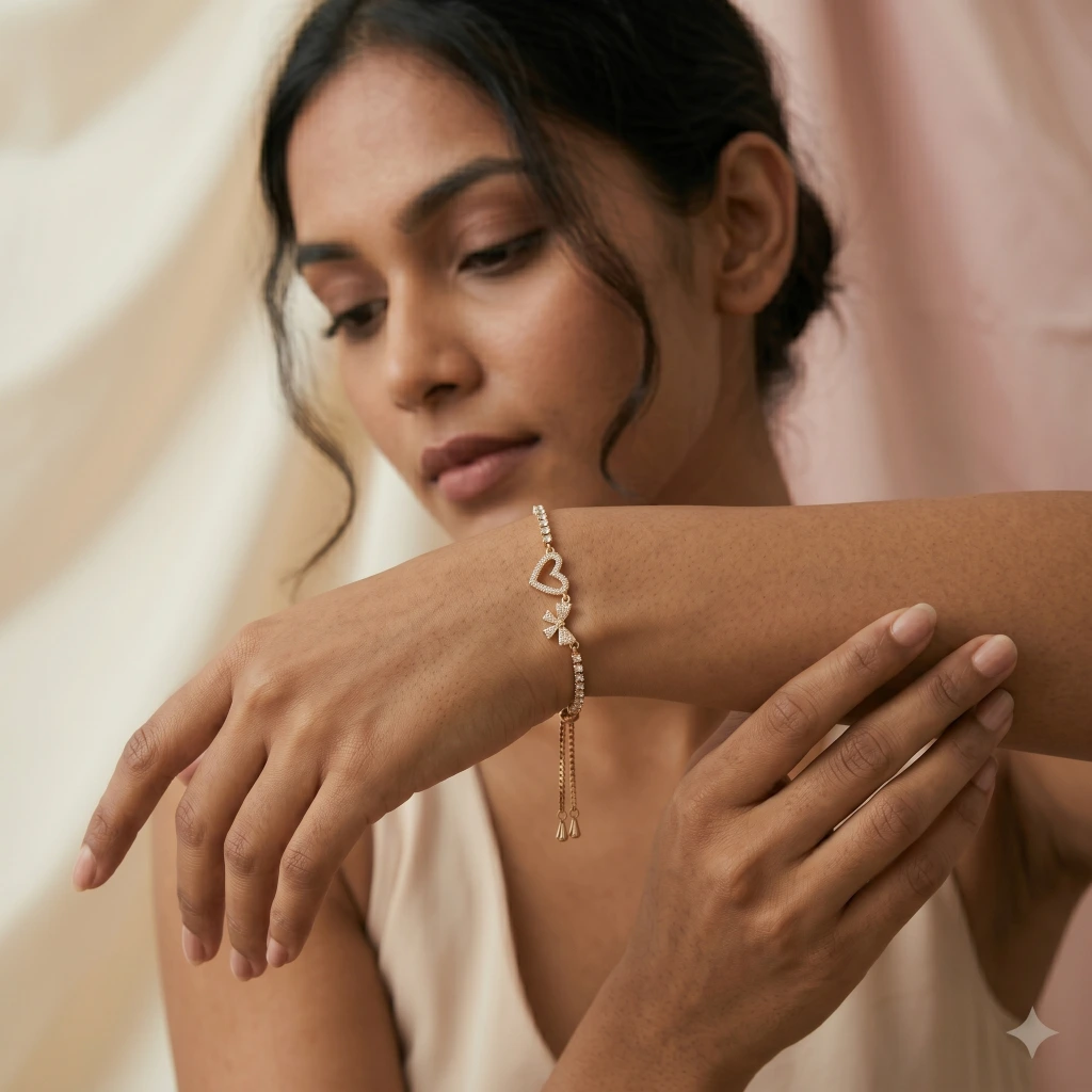 Riya Rose Gold Crystal Slider Bracelet image 3