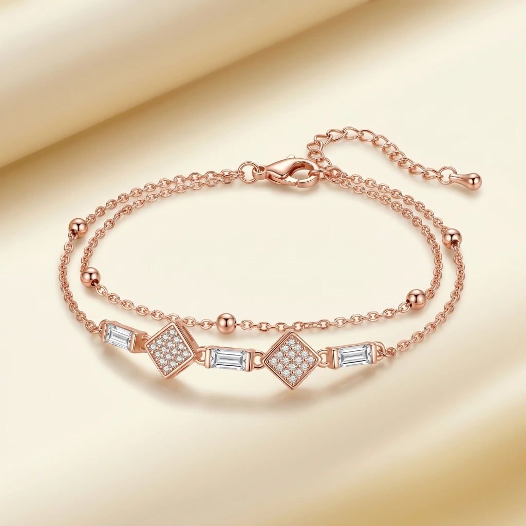 Rose Gold White Inlay Slider Bracelet image 2