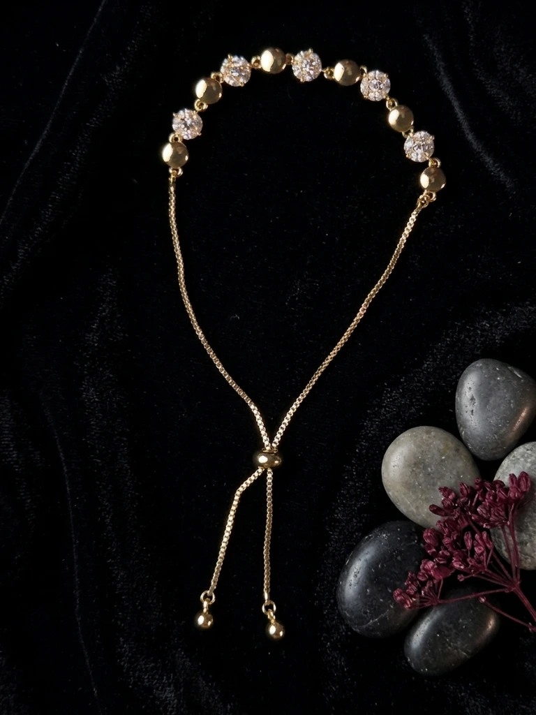 Gold Crystal Disc Slider Bracelet image 2