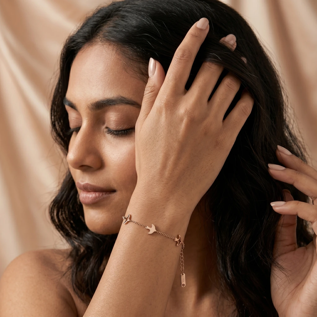 Rose Gold Bird Charm Chain Bracelet image 3