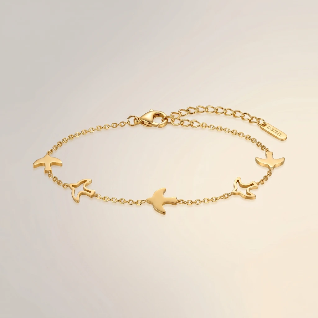 Gold Bird Charm Chain Bracelet image 3
