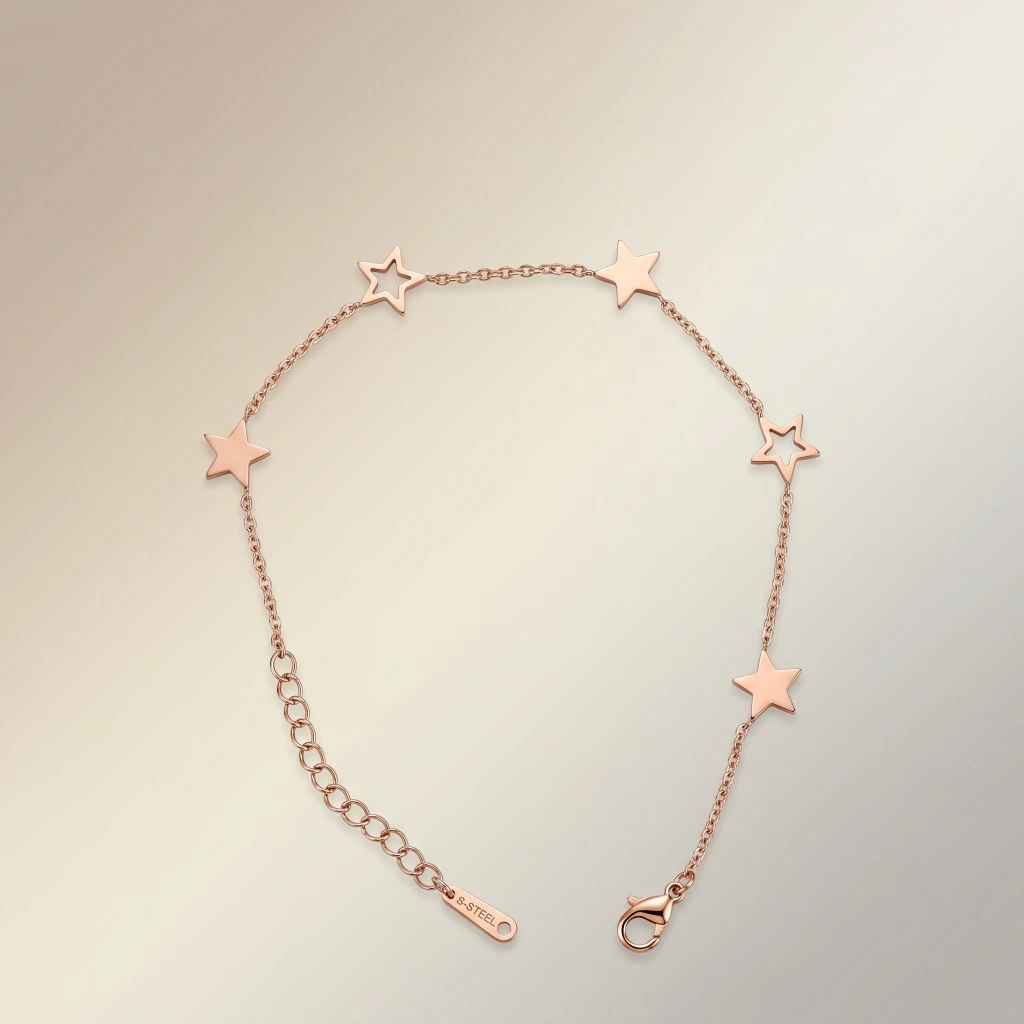 QDORA Rose Gold Minimalist Star Chain Bracelet image 3