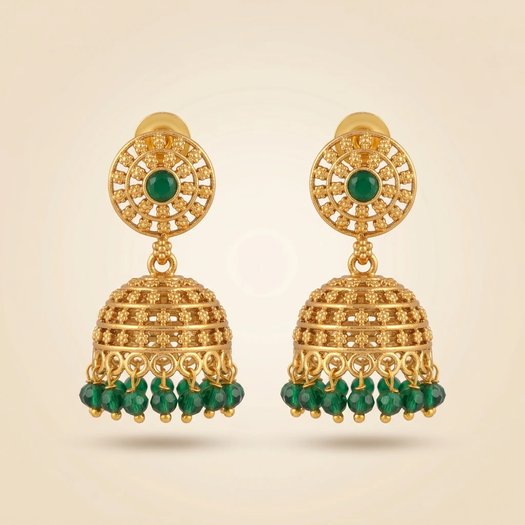 Noor Emerald Heritage Jhumkas image 3