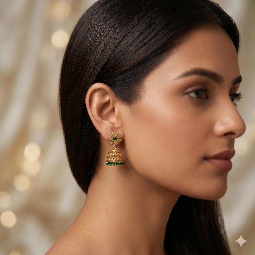 Noor Emerald Heritage Jhumkas image 2