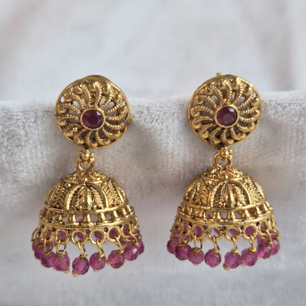 Luxe Crimson Jhumkas image 3