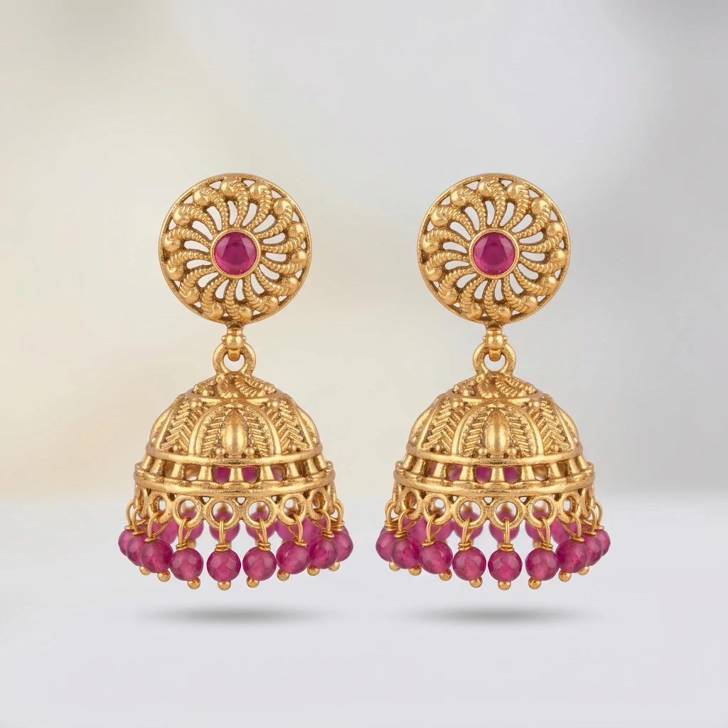 Luxe Crimson Jhumkas