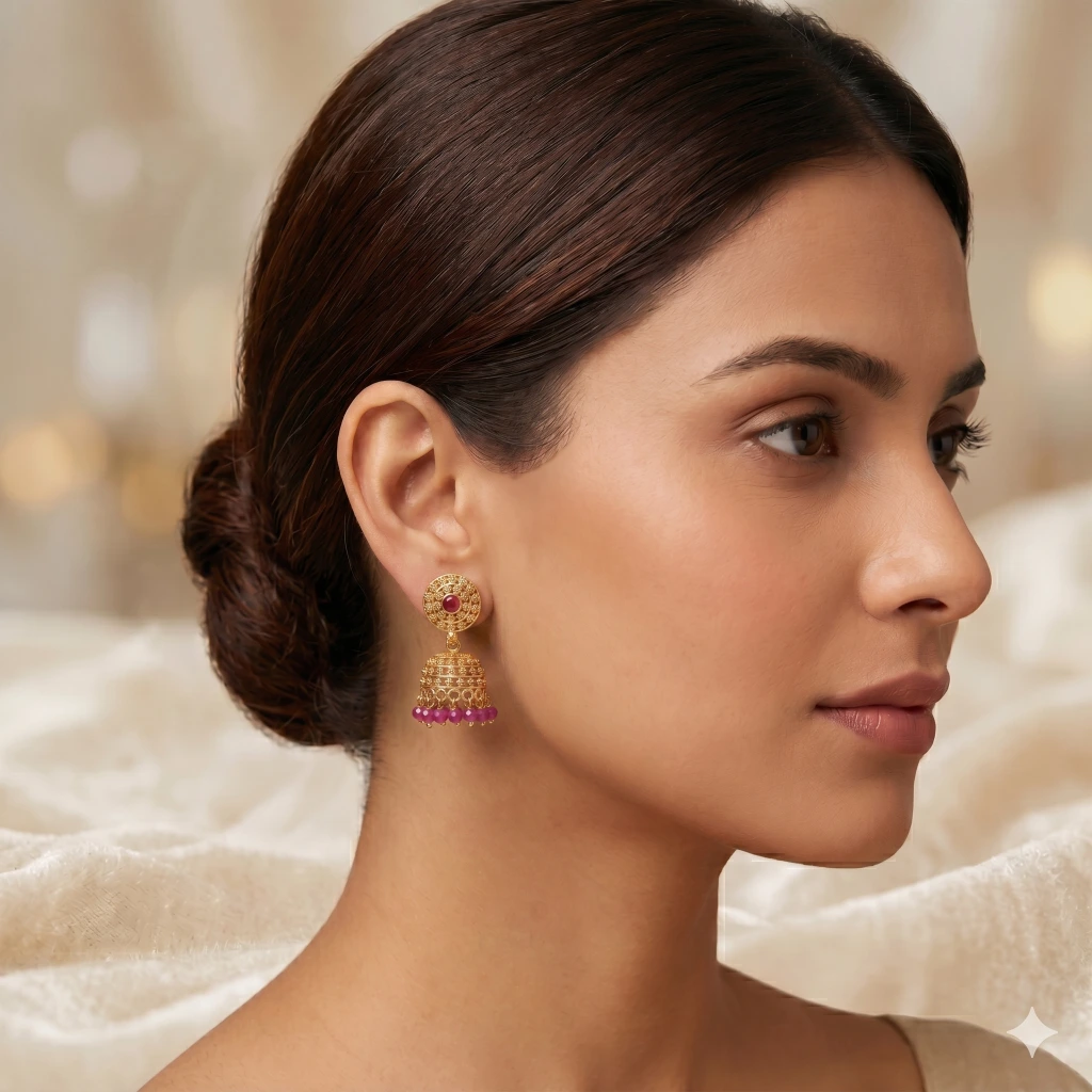 Royale Pink Jhumkas image 2