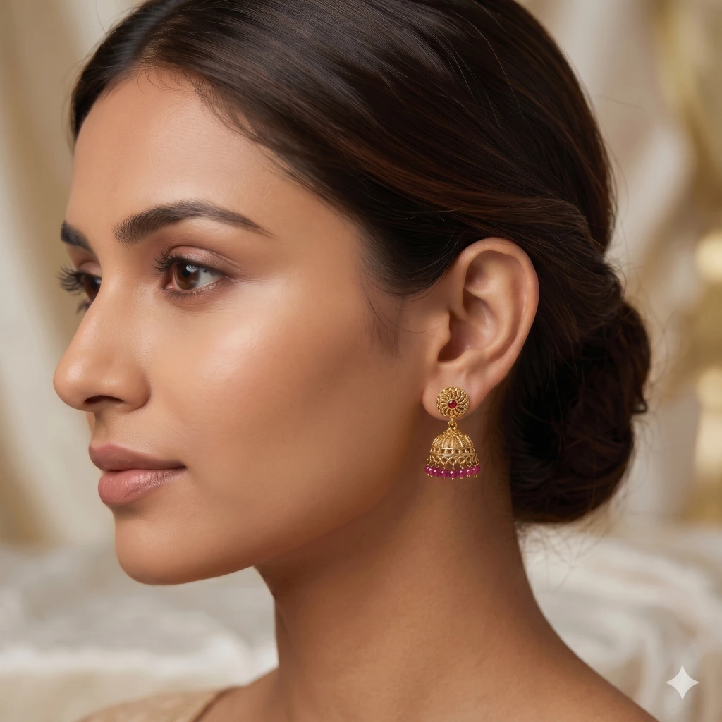 Luxe Crimson Jhumkas image 2