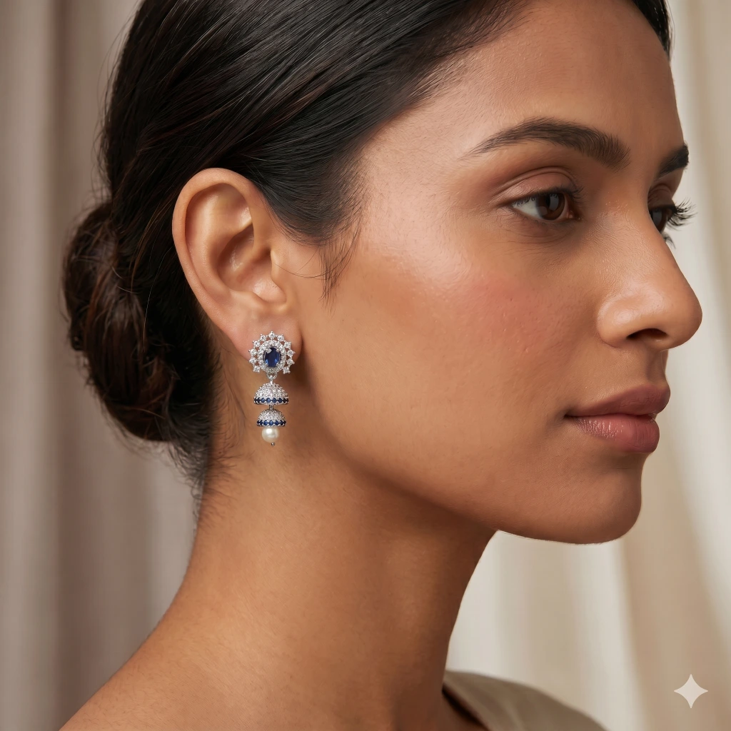 Nila Azure Jhumkas image 2