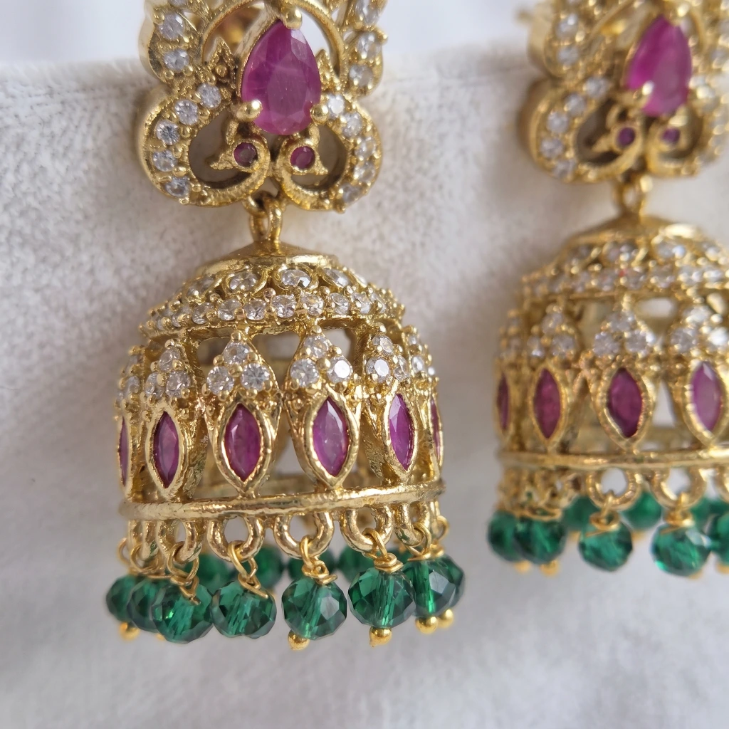 Aavya Crimson Emerald Jhumkas image 3
